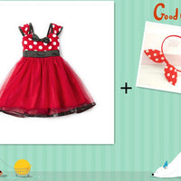 Sleeveless Vest Polka Dot Bow Princess Dress - GIGI & POPO - Baby Girl - Red headband set / 100cm