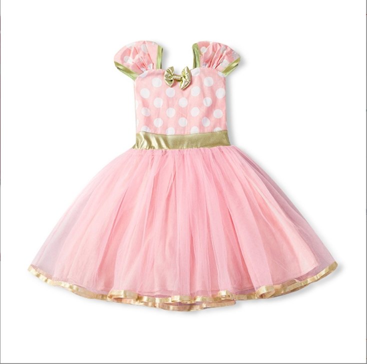 Sleeveless Vest Polka Dot Bow Princess Dress - GIGI & POPO - Baby Girl - Pink / 80cm