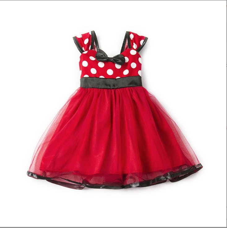Sleeveless Vest Polka Dot Bow Princess Dress - GIGI & POPO - Baby Girl - Red / 80cm