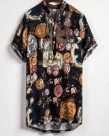 Slim shirt men contrast color printing shirt men - GIGI & POPO