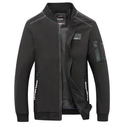 Sport Rib Jacket in black with a casual style, stand collar, and zipper closure.