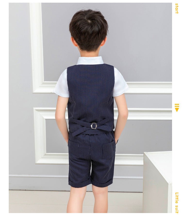 Spring And Summer Boys' Short-sleeved Shorts Suit Striped Children Clothes - GIGI & POPO