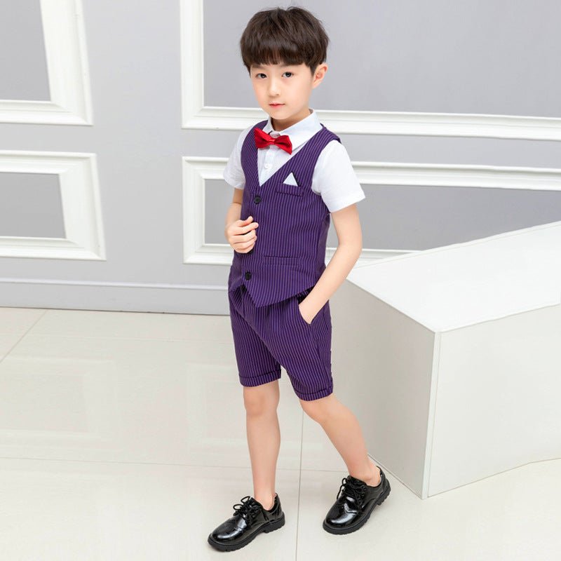 Spring And Summer Boys' Short-sleeved Shorts Suit Striped Children Clothes - GIGI & POPO