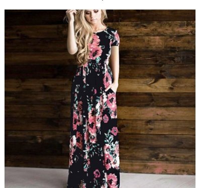 Spring and summer long-sleeved elastic waist flower print dress long skirt - GIGI & POPO - Women - Black 1style / S