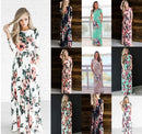 Spring and summer long-sleeved elastic waist flower print dress long skirt - GIGI & POPO - Women -
