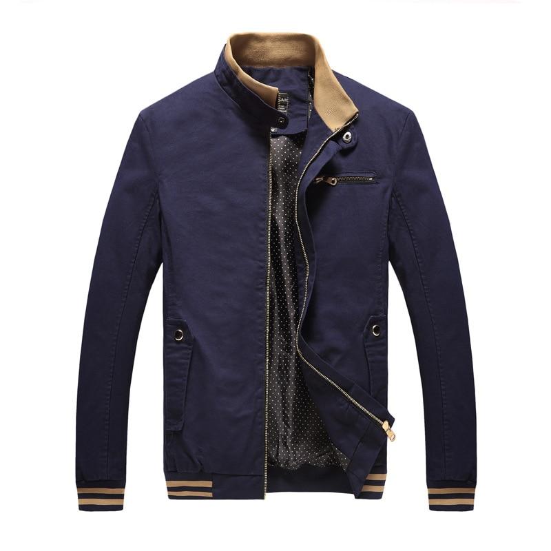 Spring Autumn Men Casual Jacket Coat Men's Fashion Washed 100% Pure Cotton Brand-Clothing Jackets Male Coats - GIGI & POPO - Men Hoodies & Jackets - Navy Blue / 4XL