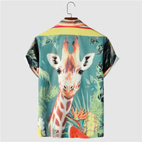 Summer Clothing Men's Casual Shirt Giraffe Printed - GIGI & POPO - Men -