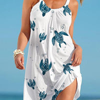 Summer Women's Casual Suspender Style Large Swing Dress - GIGI & POPO - 0 - White / S