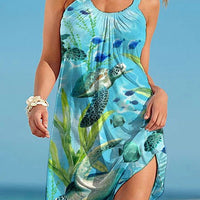 Summer Women's Casual Suspender Style Large Swing Dress - GIGI & POPO - 0 -