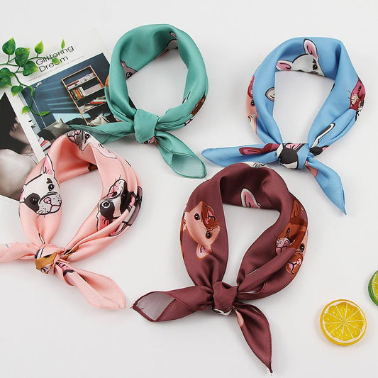 Sun proof spun silk scarf with various patterns, 50x50cm, light and thin silk-like satin.