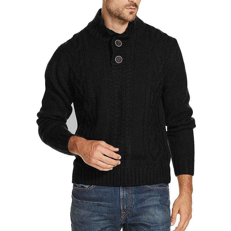 Sweater Men's Fashion Solid Color Long-sleeved Sweater - GIGI & POPO - Men - Black / M