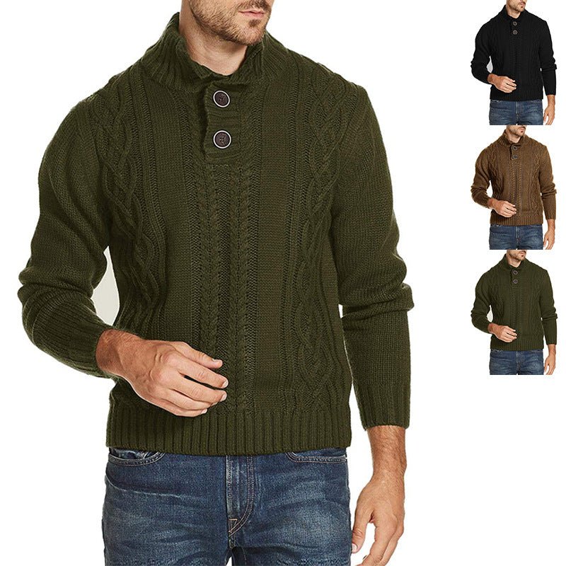 Sweater Men's Fashion Solid Color Long-sleeved Sweater