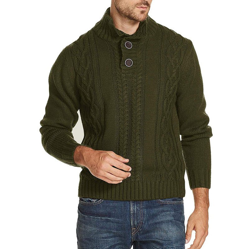 Sweater Men's Fashion Solid Color Long-sleeved Sweater