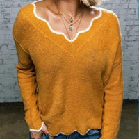 V-neck knitted jumper - GIGI & POPO - Women - Yellow / M