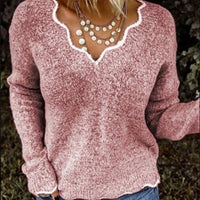 V-neck knitted jumper - GIGI & POPO - Women - Pink / 3XL