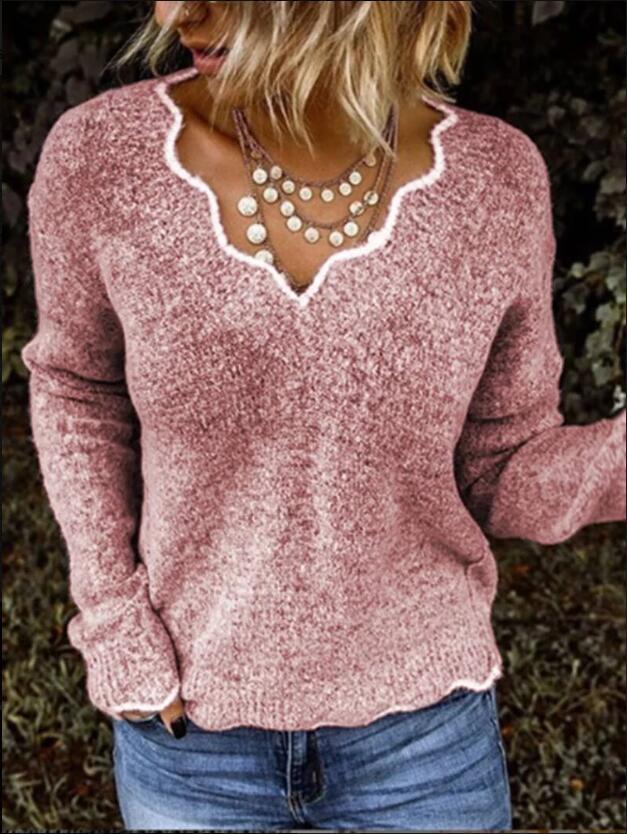 V-neck knitted jumper - GIGI & POPO - Women - Pink / 3XL