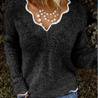 V-neck knitted jumper - GIGI & POPO - Women - Black / L