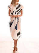 V-Neck Printed Dress - GIGI & POPO - Women - 3XL / Geometric