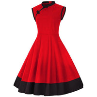 Vintage dress with small stand-up collar - GIGI & POPO - Women - Red / M