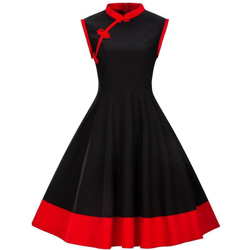 Vintage dress with small stand-up collar