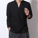 Vintage linen long sleeve shirt - GIGI & POPO - Men - Black / XXL