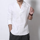 Vintage linen long sleeve shirt - GIGI & POPO - Men - White / 3XL