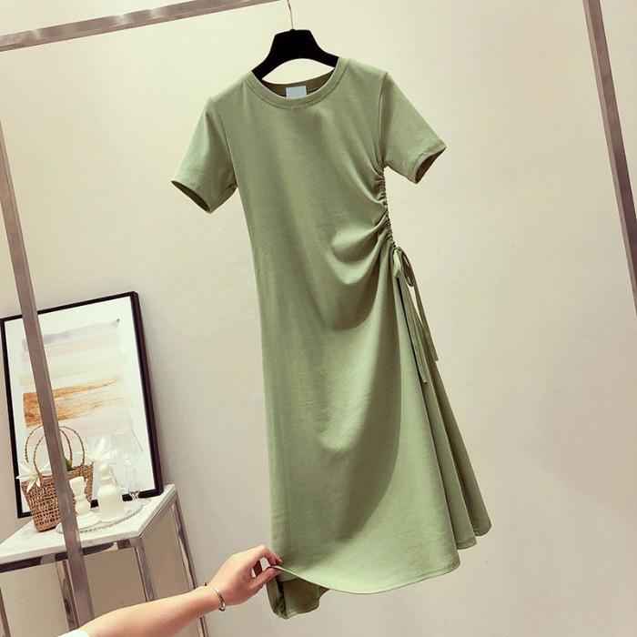 Western Style Avocado Green Dress With Drawstring Waist - GIGI & POPO - Women - Green / M