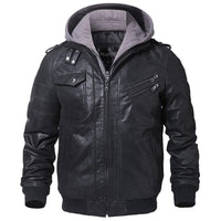 Winter Fashion Motorcycle Leather Jacket - GIGI & POPO - Men Hoodies & Jackets - Black / 4XL