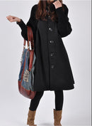 Winter Plus Size Women's Mid-length Loose Wool Overcoat Red/Black/Gray - GIGI & POPO