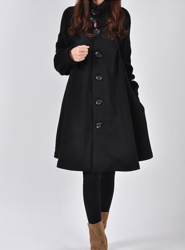 Winter Plus Size Women's Mid-length Loose Wool Overcoat Red/Black/Gray - GIGI & POPO