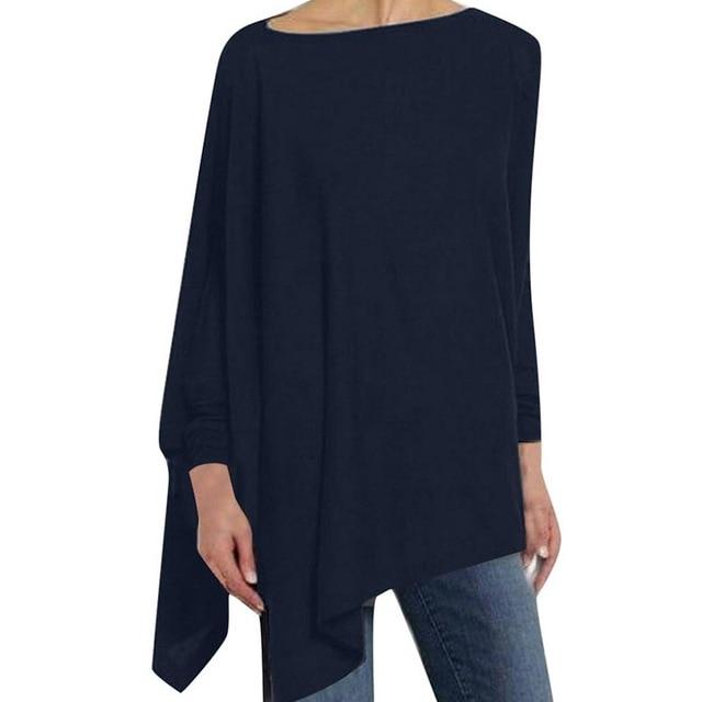 Women Causal Long Sleeve Cotton Blouse - GIGI & POPO - Navy Blue / XXL