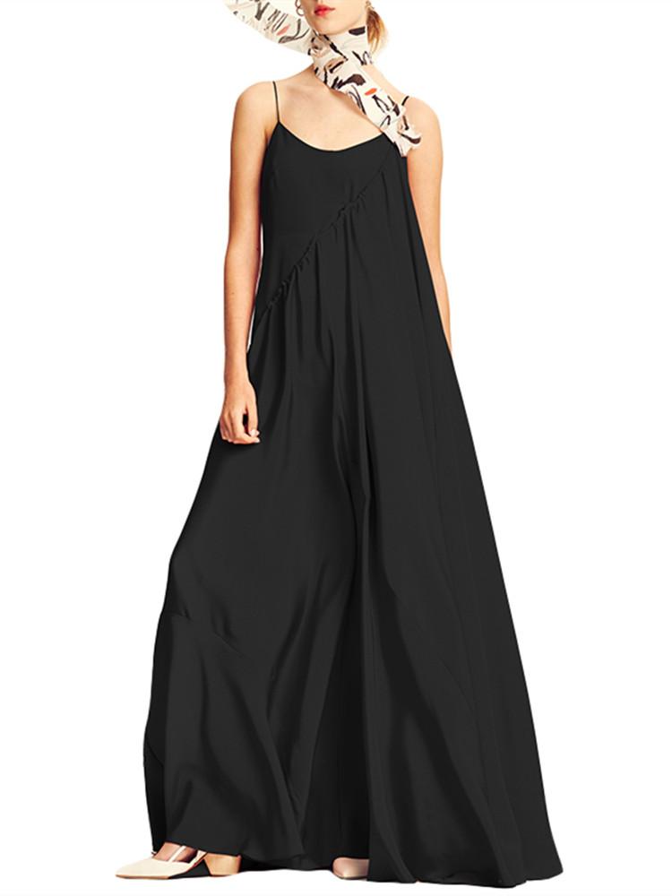 Womens Casual Sleeveless Solid Summer Long Maxi Dress - GIGI & POPO - Women - M / Black