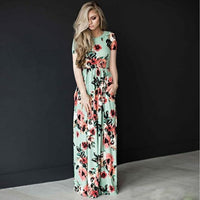 Women's Flower Printing Maxi Dress - GIGI & POPO - Women - Green / XL