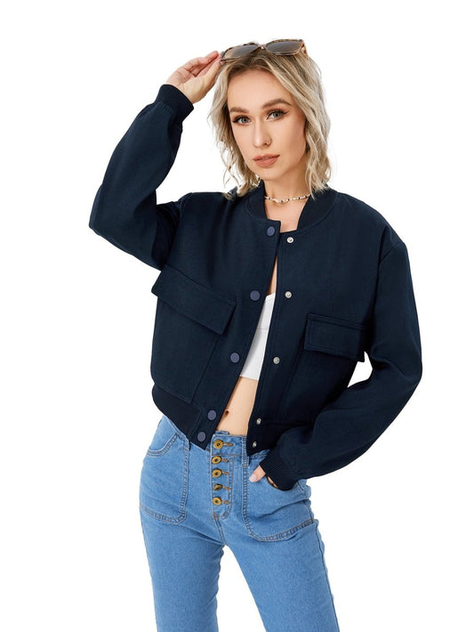 Women's Lightweight Cropped Bomber Jacket - GIGI & POPO