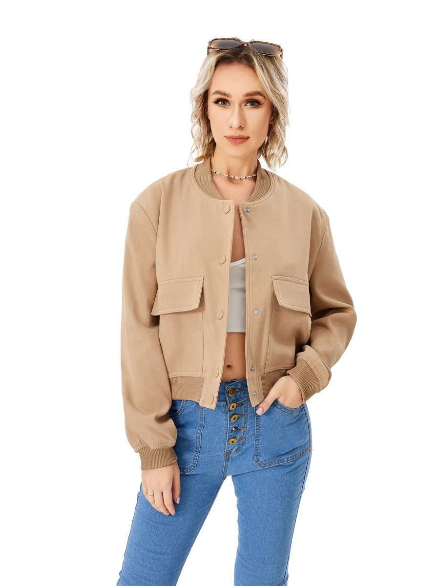 Women's Lightweight Cropped Bomber Jacket - GIGI & POPO
