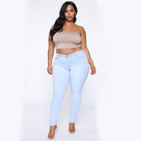 Women's Plus Size Fashion High Elastic Denim Pencil Pants - GIGI & POPO - Jeans -