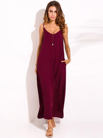 XS-5XL Women Boho Sexy Strap Backless V Neck Maxi Sundress - GIGI & POPO - Women -