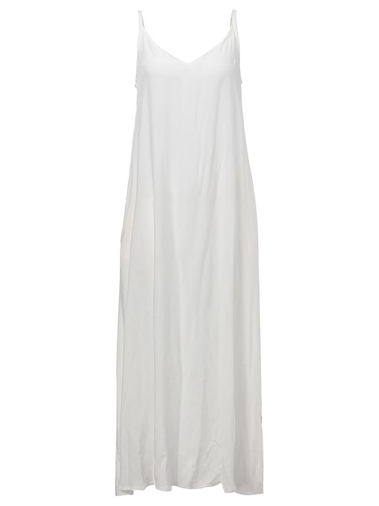 XS-5XL Women Boho Sexy Strap Backless V Neck Maxi Sundress - GIGI & POPO - Women - White / 2XL